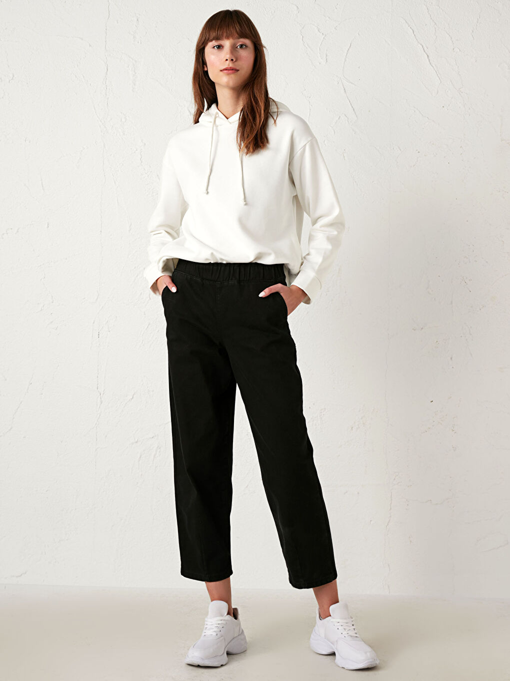 Siyah Bilek Boy Gabardin Harem Pantolon-2