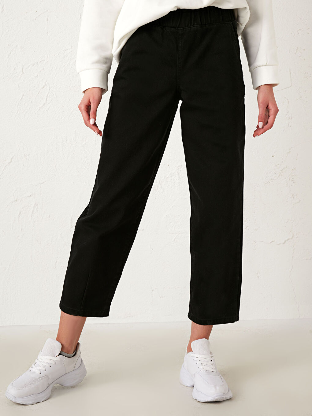 Siyah Bilek Boy Gabardin Harem Pantolon-3