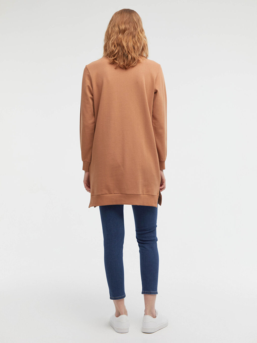 Neckband Cotton Women's Sweatshirt Tunic-3