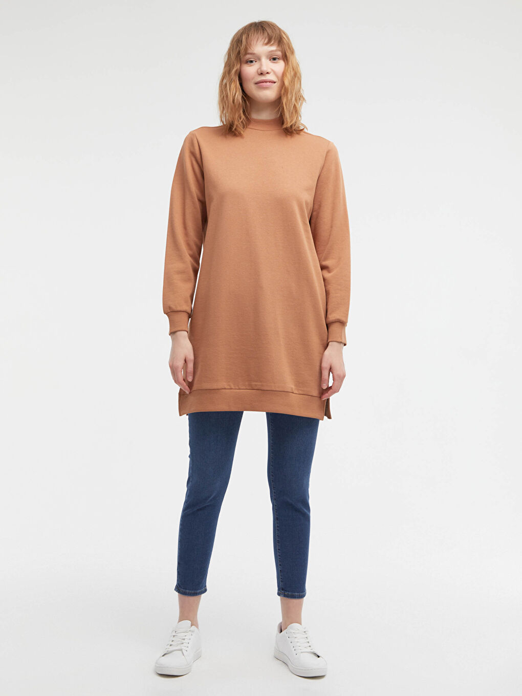 Neckband Cotton Women's Sweatshirt Tunic-1