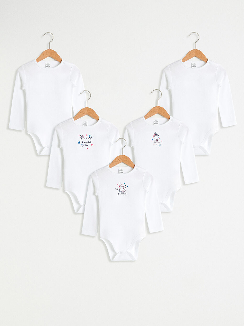 بدلة جسم بنات رضع بزر ضغط - ٥ قطع