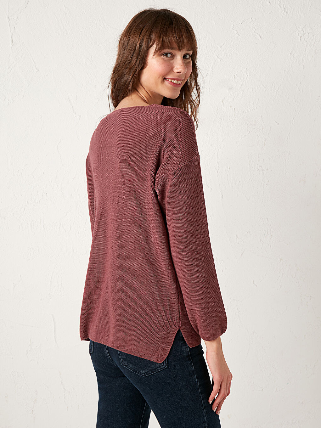 LCW Vision Plain V-Neck Tricot Jumper -0WI951Z8-H7D