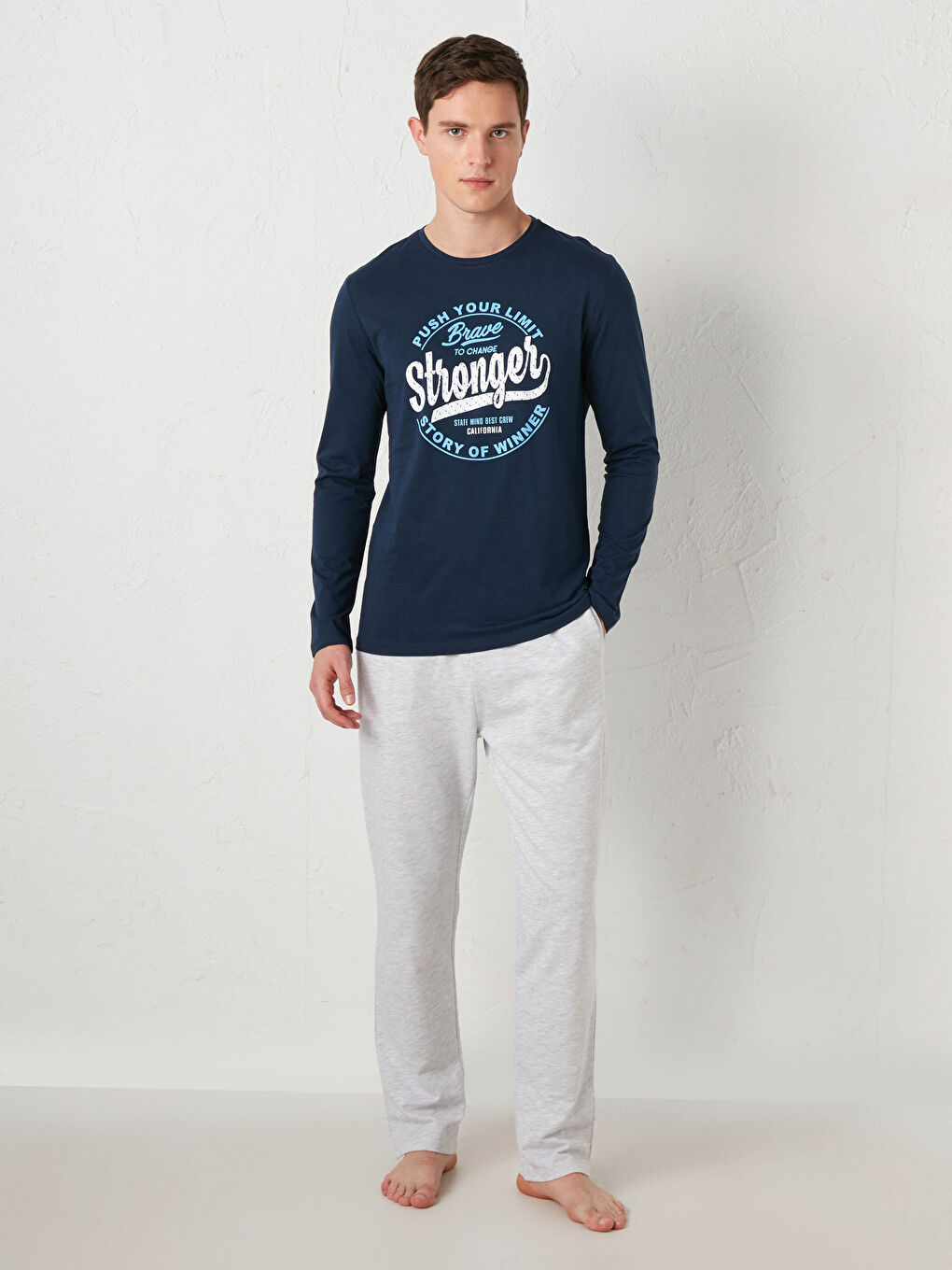 Lacivert Standart Kalıp Pijama Takımı