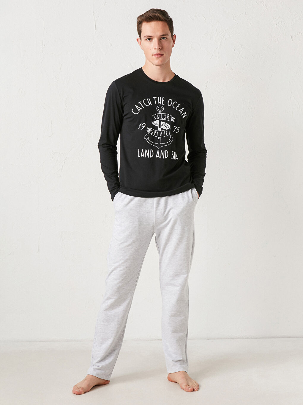 Siyah Standart Kalıp Pijama Takımı-1
