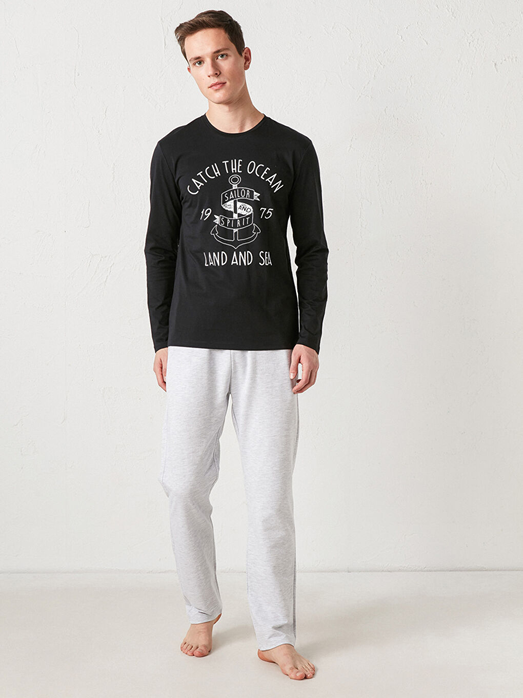 Siyah Standart Kalıp Pijama Takımı-2