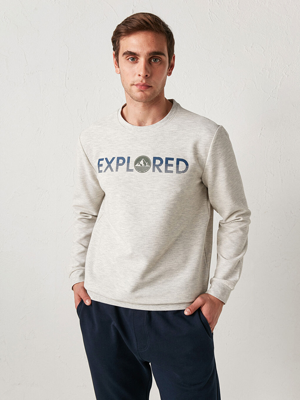 Crew Neck Printed Thin Sweatshirt