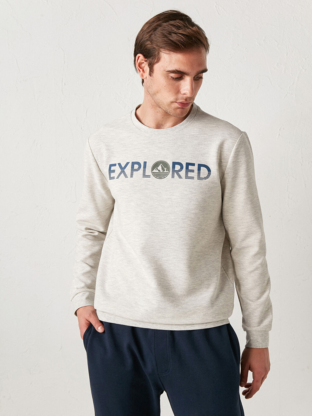 Crew Neck Printed Thin Sweatshirt-1