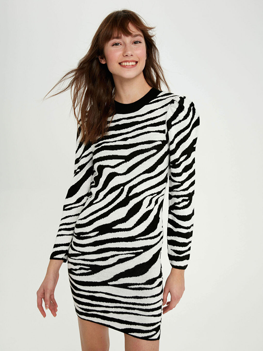 Robe en Maille à Motif Zèbre-3