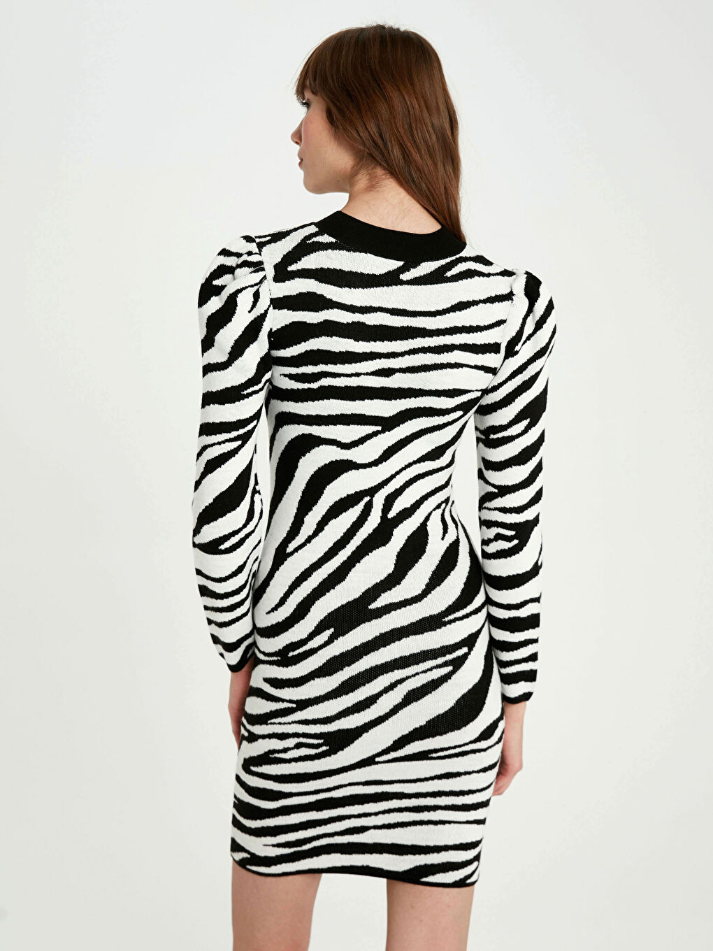 Robe en Maille à Motif Zèbre-4