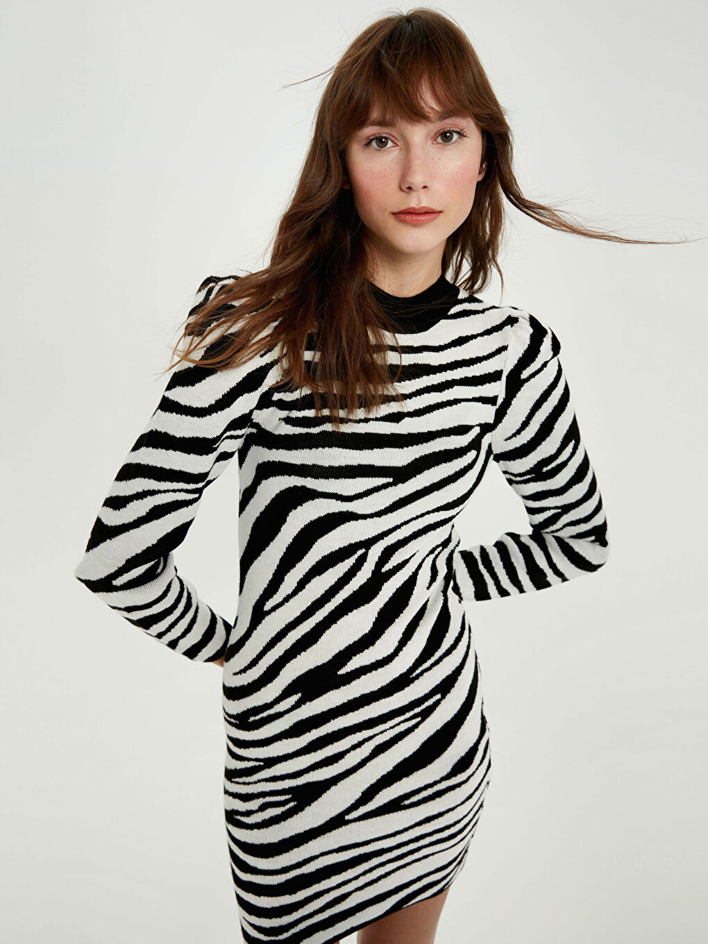 Robe en Maille à Motif Zèbre-1