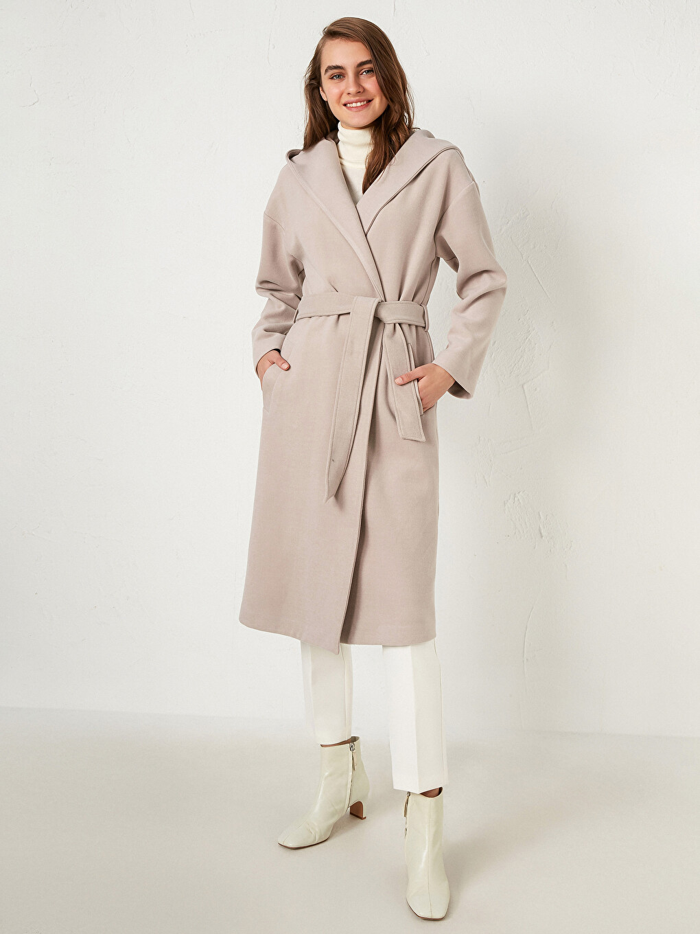 Hooded Belted Cachet Coat-2