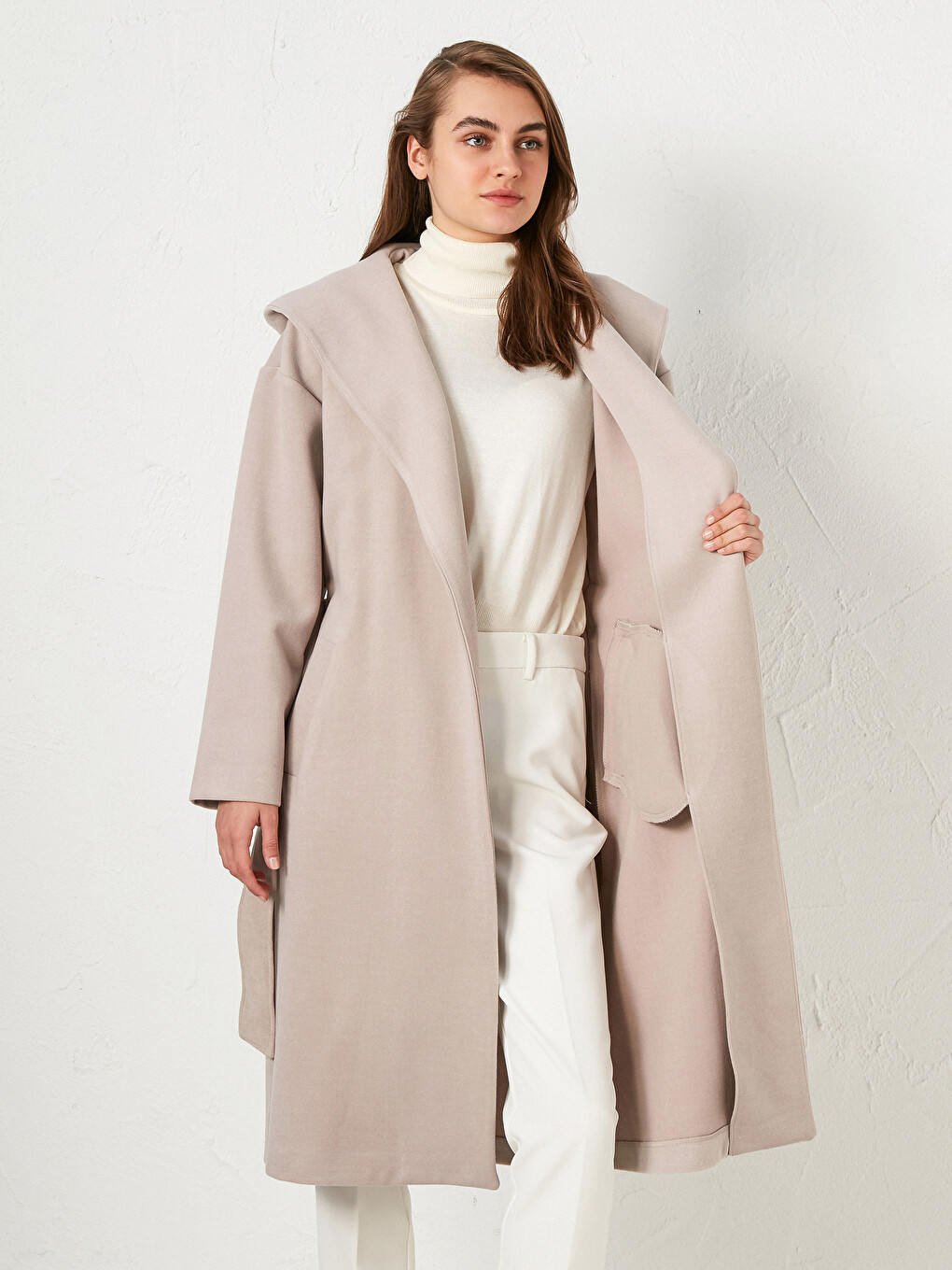 Hooded Belted Cachet Coat-1