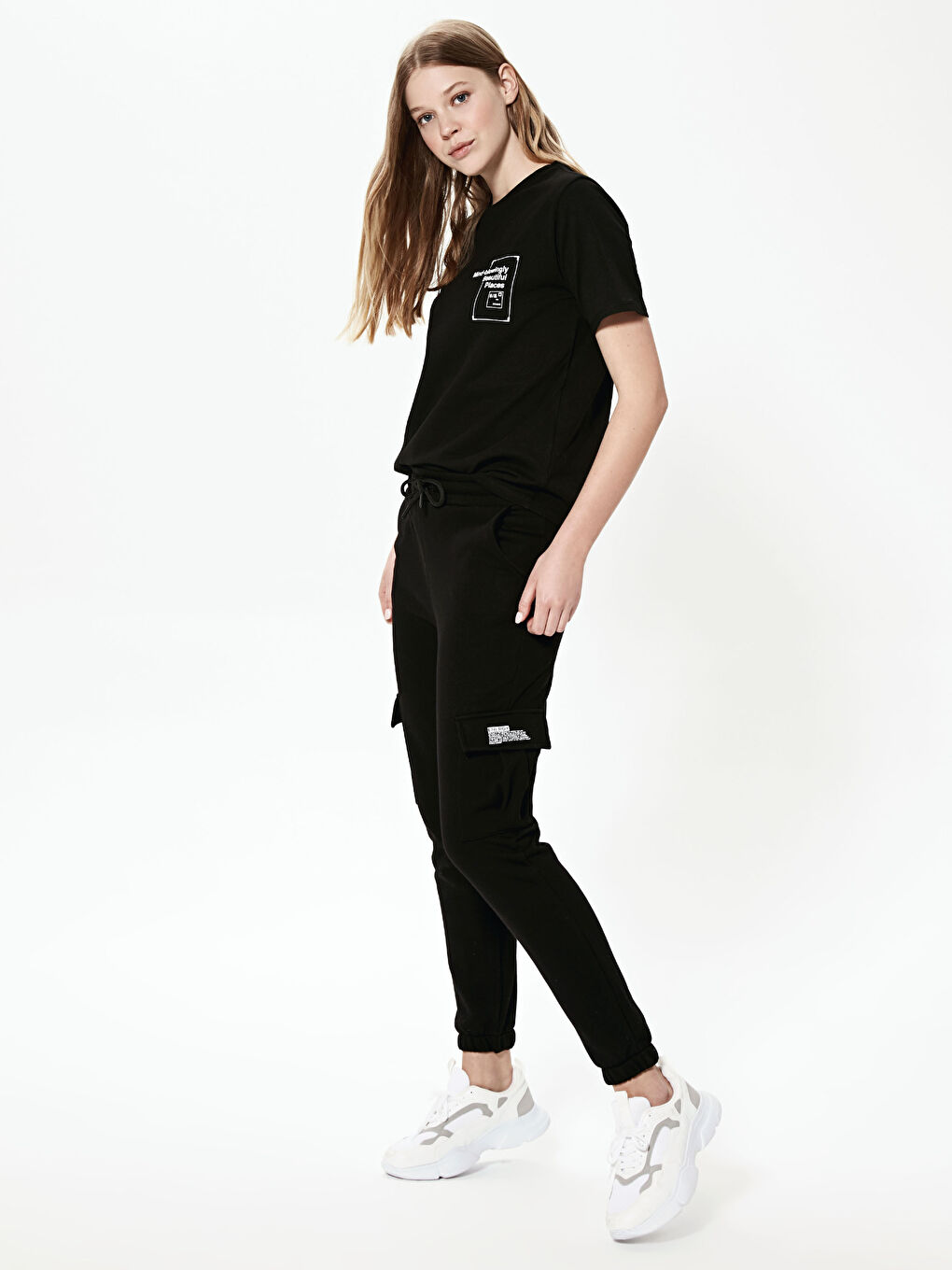 Slogan Printed Cotton Jogger Sweatpants-3