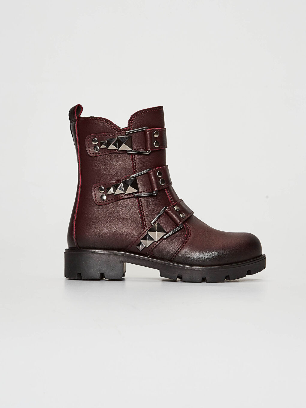 Bordo Kız Çocuk Kemer Detaylı Bot-1