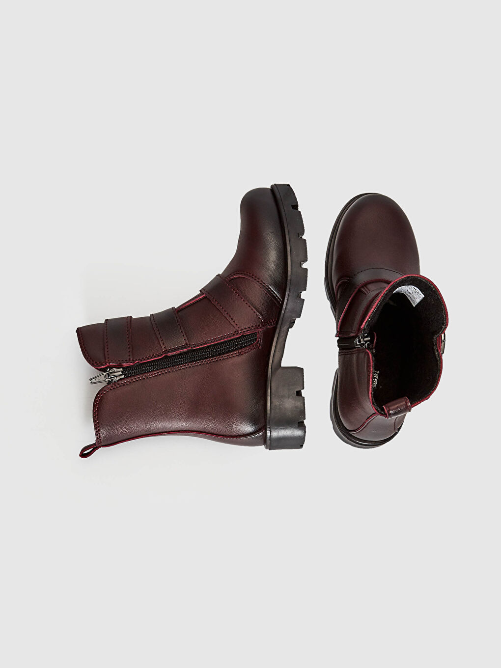 Bordo Kız Çocuk Kemer Detaylı Bot-2