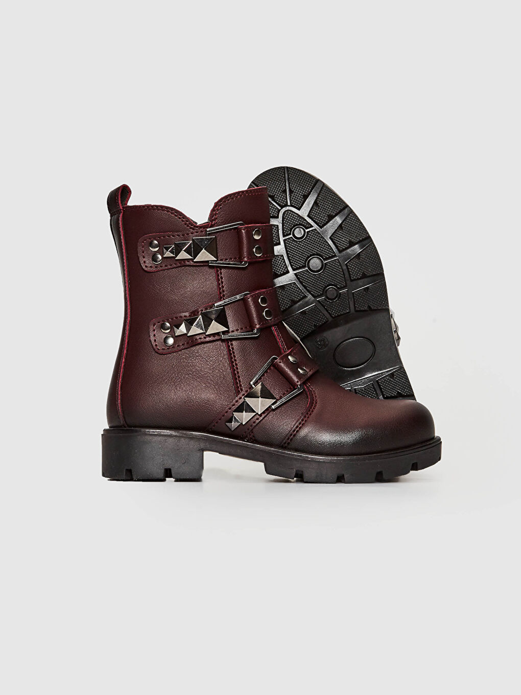 Bordo Kız Çocuk Kemer Detaylı Bot-3