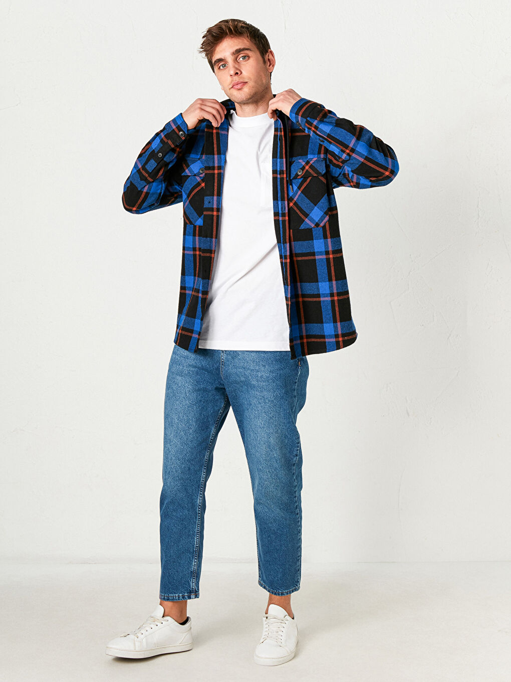 LCW Casual Oversize Uzun Kollu Ekose Erkek Oduncu Gömlek -0WIC59Z8-LN4