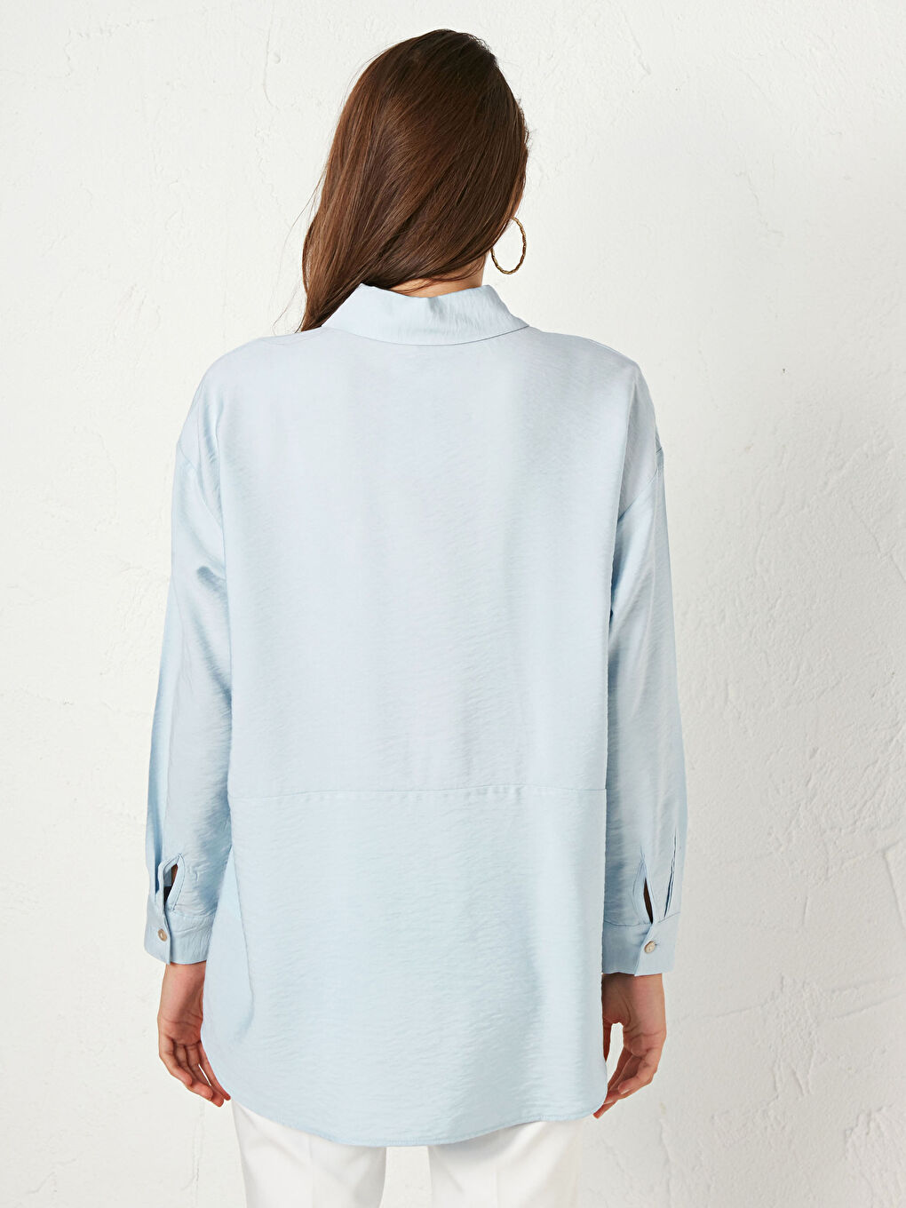 Shirt Collar Long Sleeve Women's Flat Crepe Shirt-2