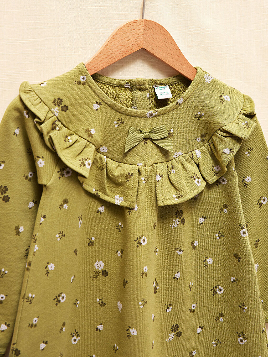 Yeşil Kız Bebek Baskılı Elbise-3