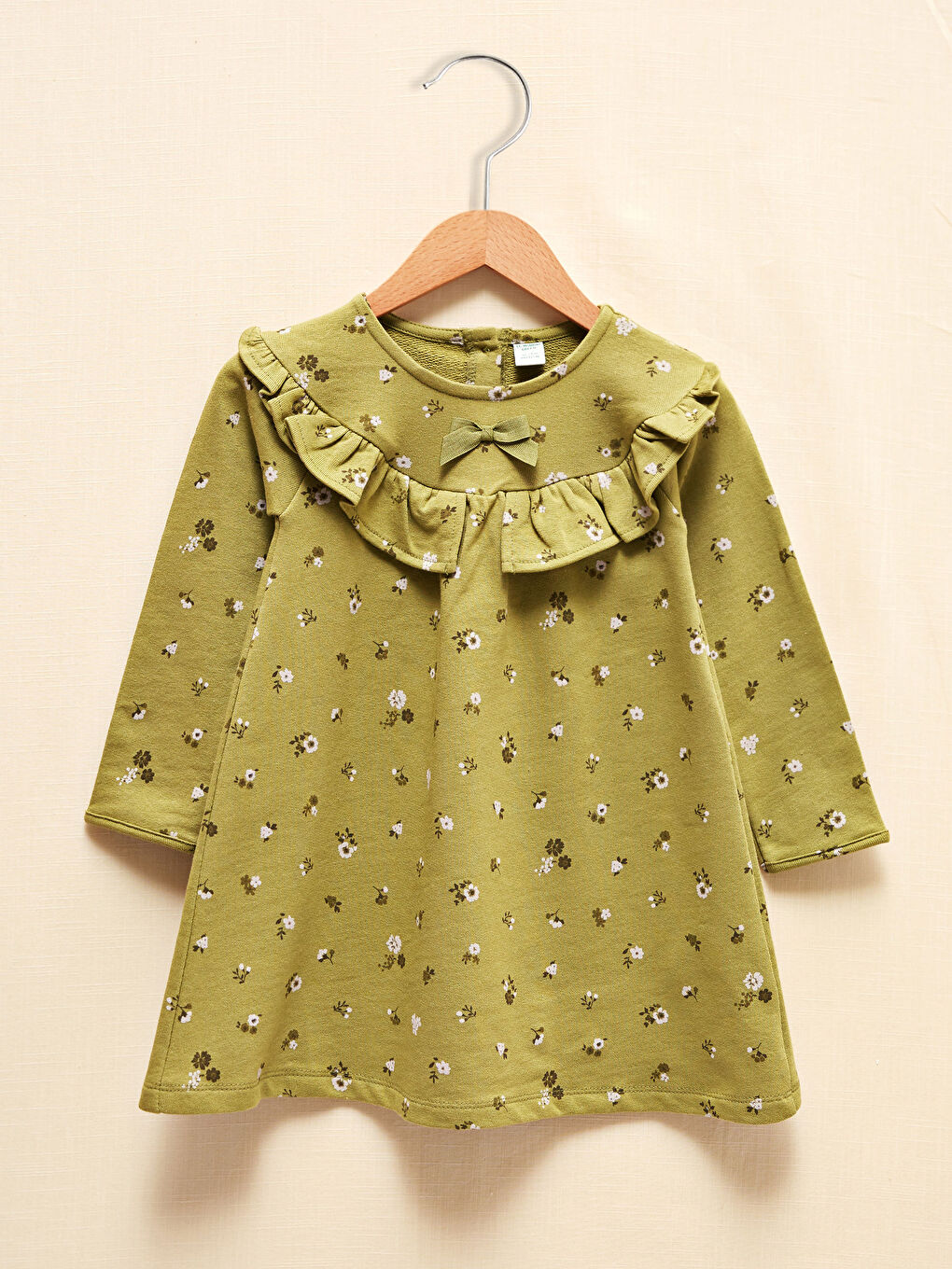 Yeşil Kız Bebek Baskılı Elbise