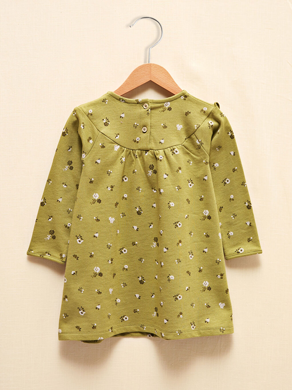 Yeşil Kız Bebek Baskılı Elbise-1