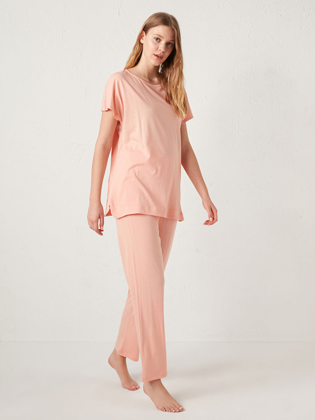 LCW DREAM Bisiklet Yaka İnce Modal Karışımlı Kadın Pijama Takımı -0WIF50Z8-G6K