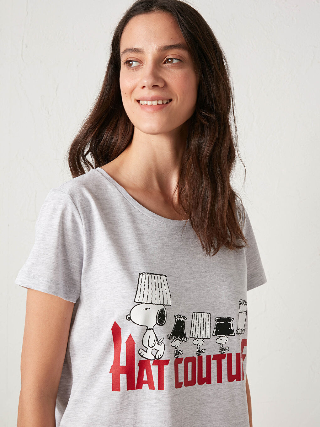 Kısa Kollu Snoopy Baskılı Gecelik-1