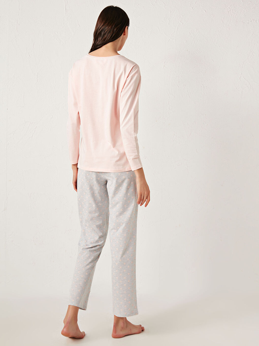 Gri Slogan Baskılı Pamuklu Pijama Takımı-2