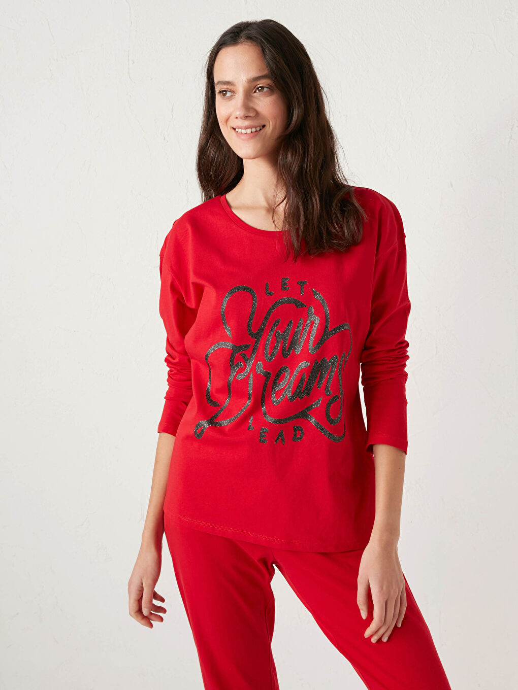 Komplet pidžame od pamuka sa štampanim slovima-3