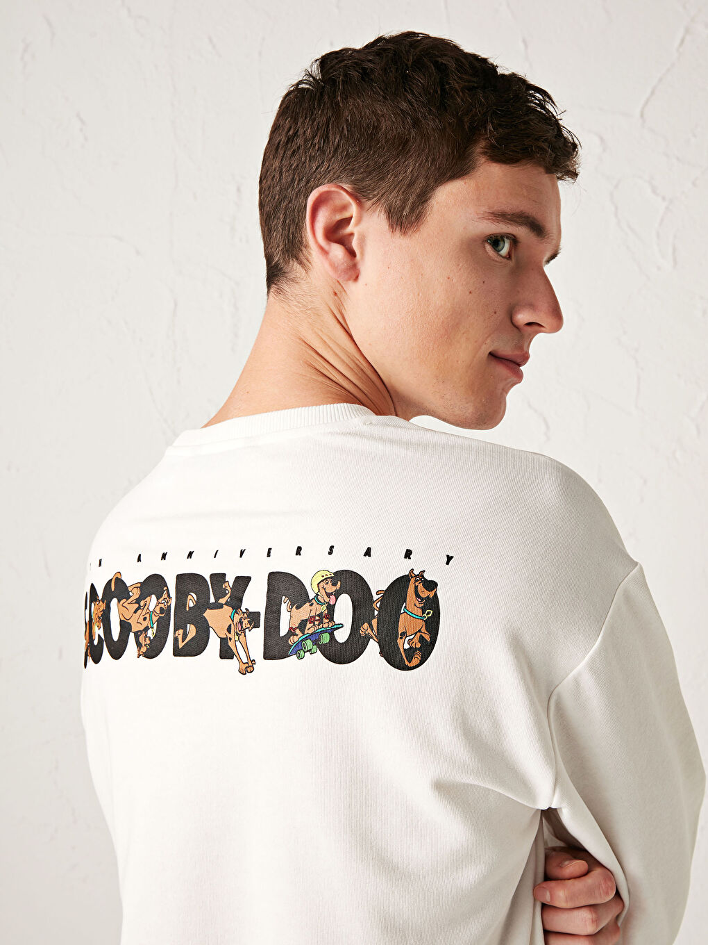 Beyaz Scooby Doo Baskılı Hoodie-2
