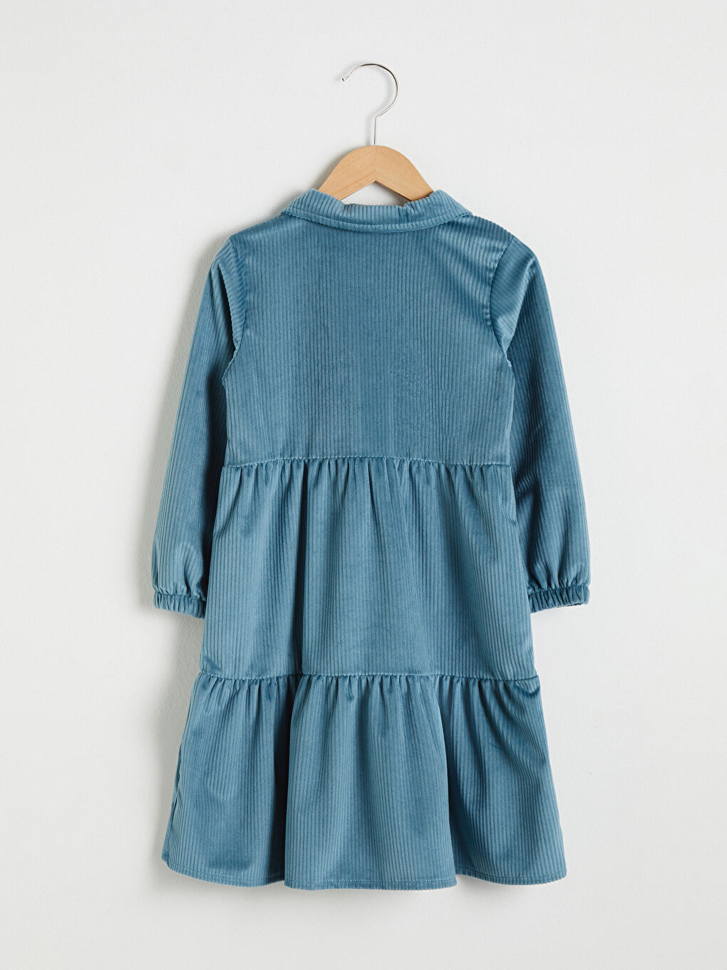 Mavi Kız Çocuk Kadife Elbise-1