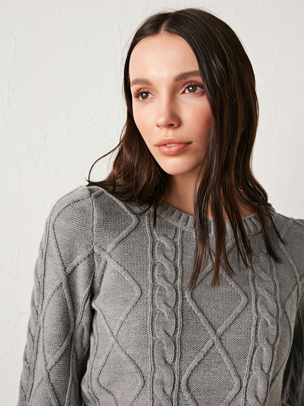 Gri Desenli Akrilik Triko Kazak