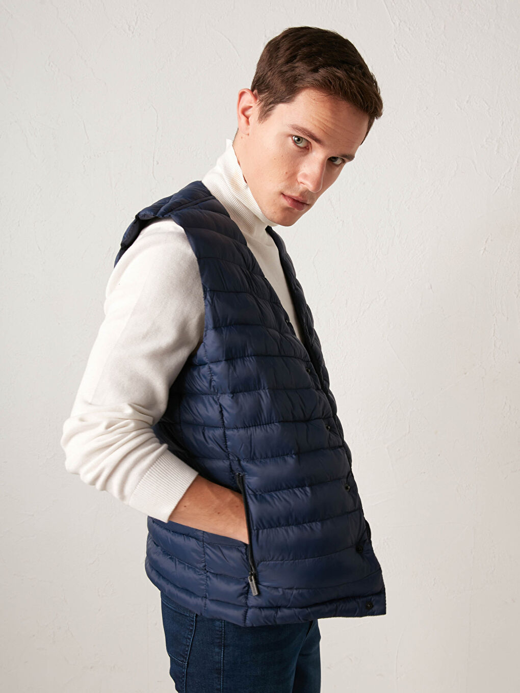 Lacivert Standart Kalıp V Yaka İnce Yelek-2