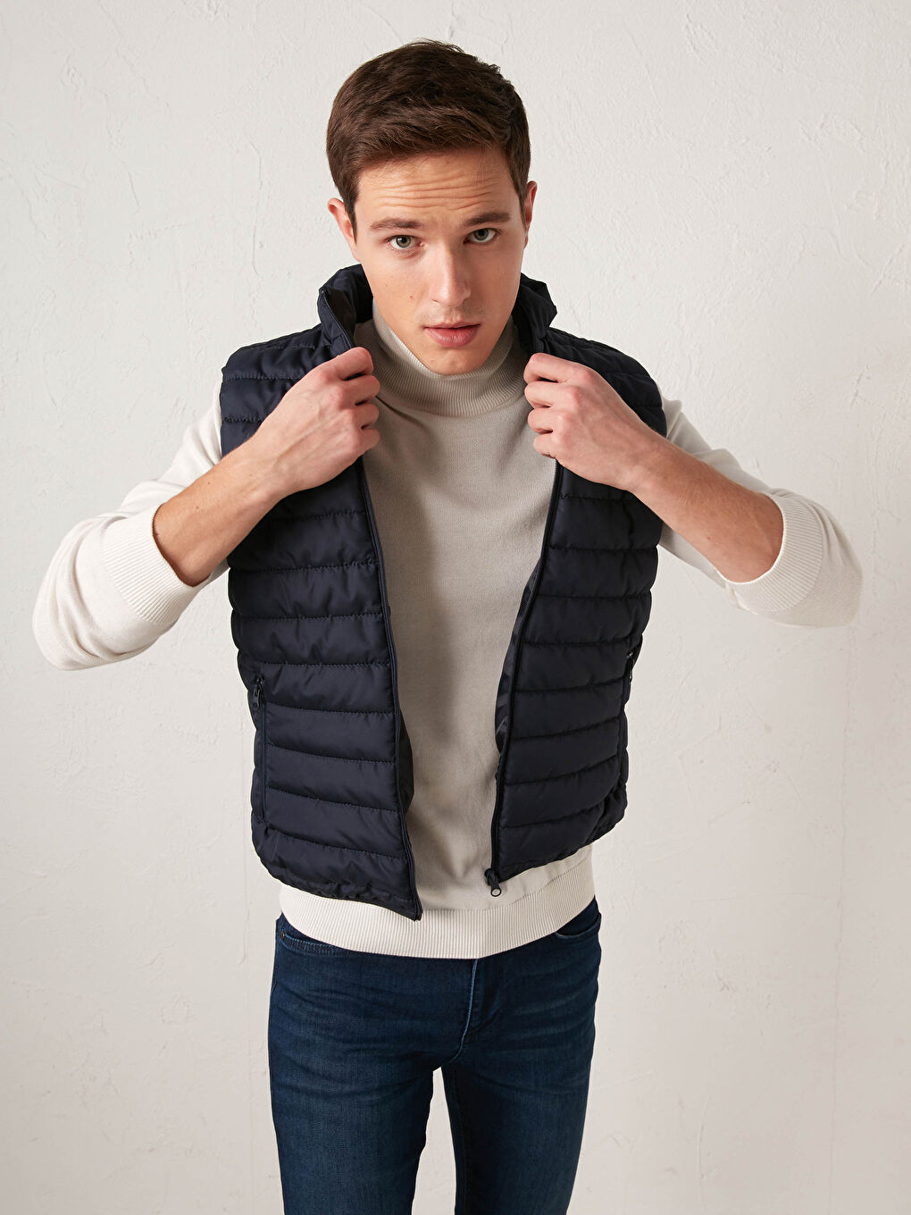 Lacivert Standart Kalıp V Yaka İnce Yelek-3