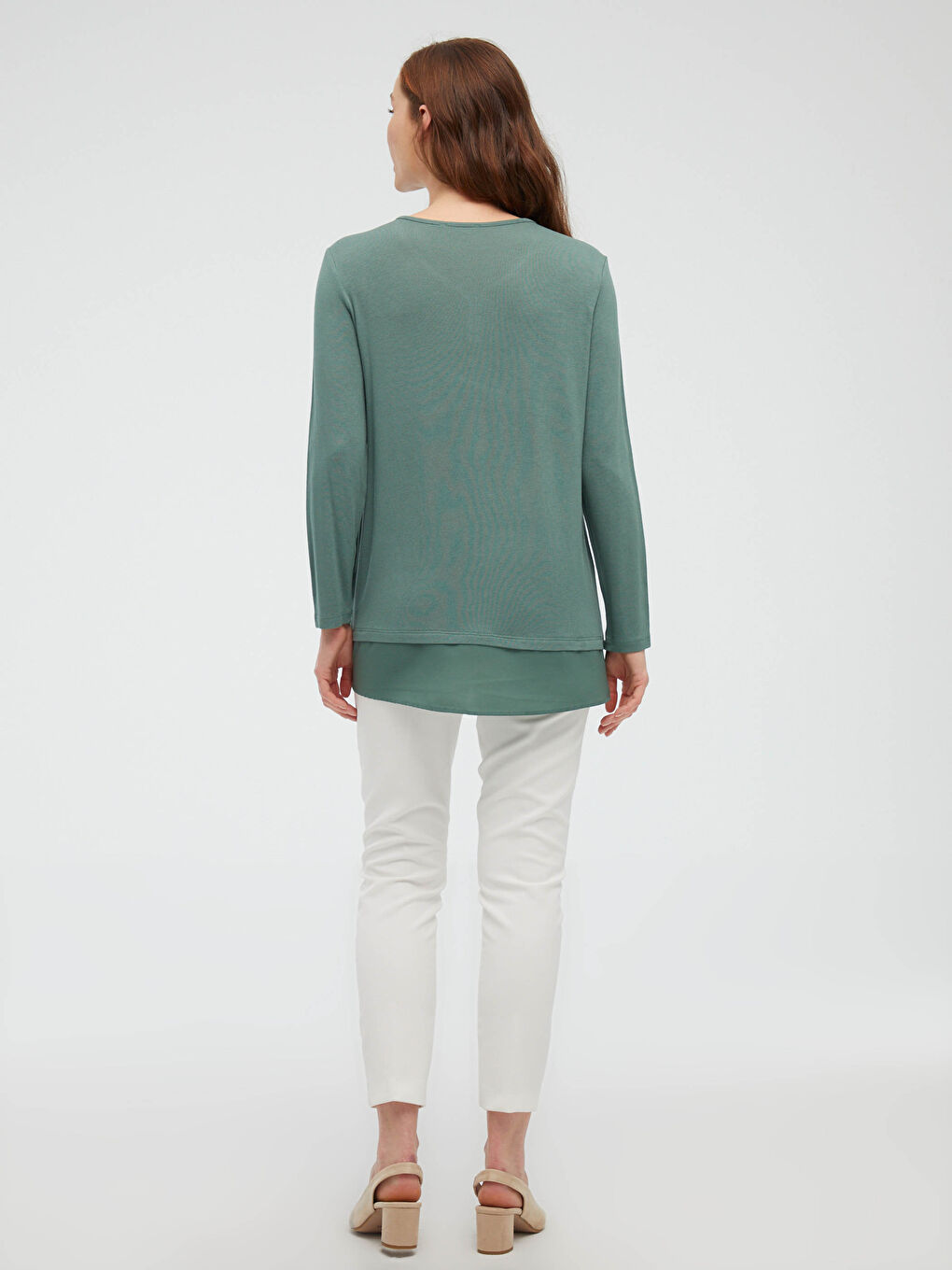 V Neck Long Sleeve Viscose Women's Blouse-3