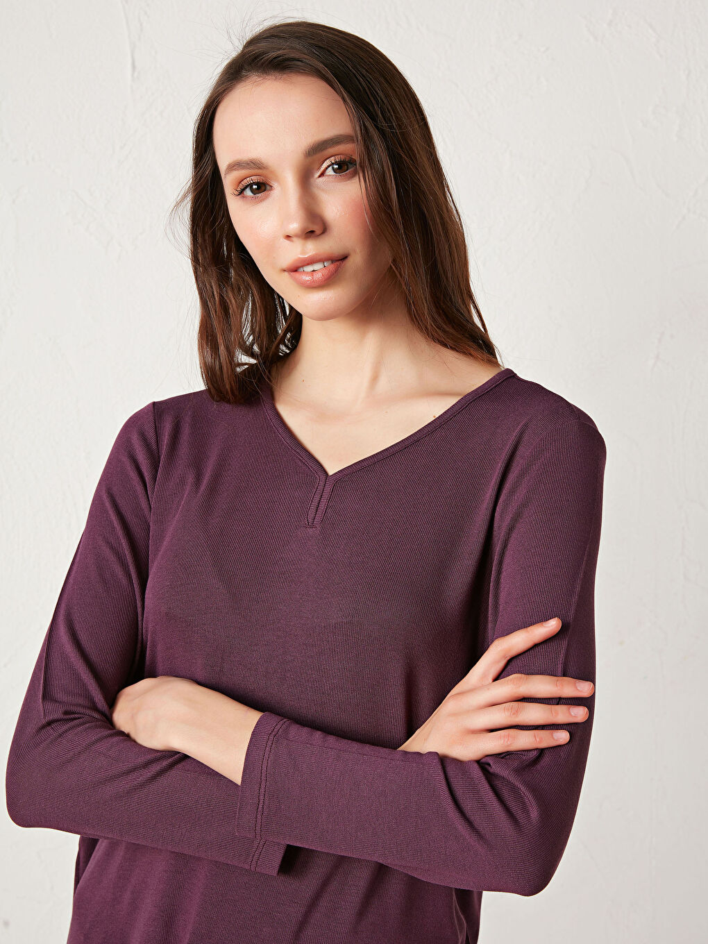 V Neck Long Sleeve Viscose Women's Blouse