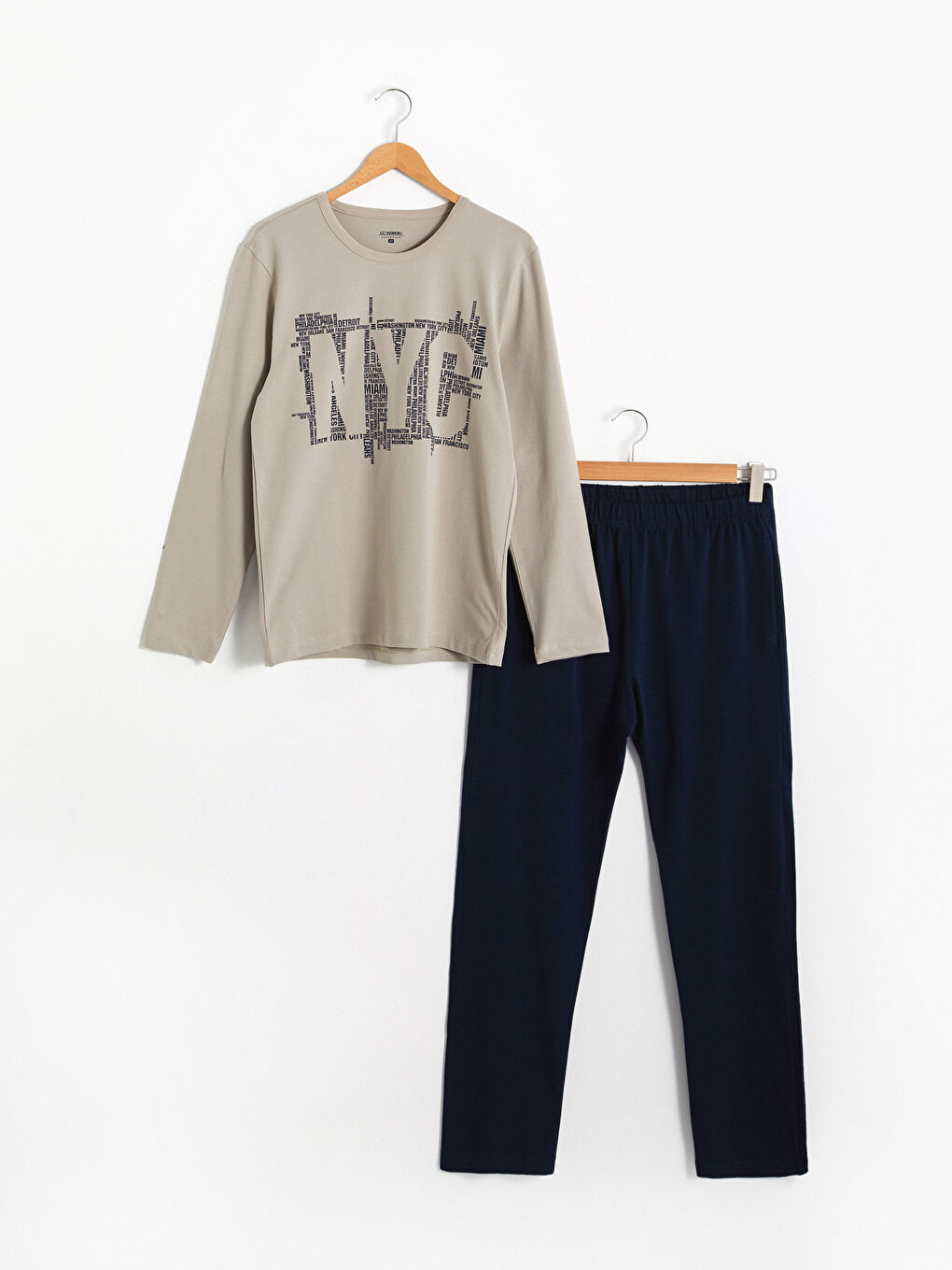 Bej Standart Kalıp Pijama Takımı-5