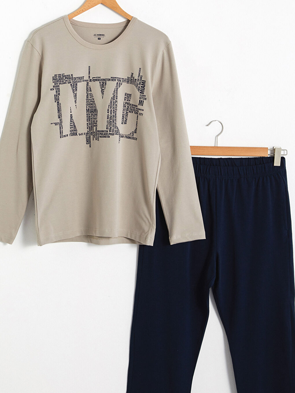 Bej Standart Kalıp Pijama Takımı-7