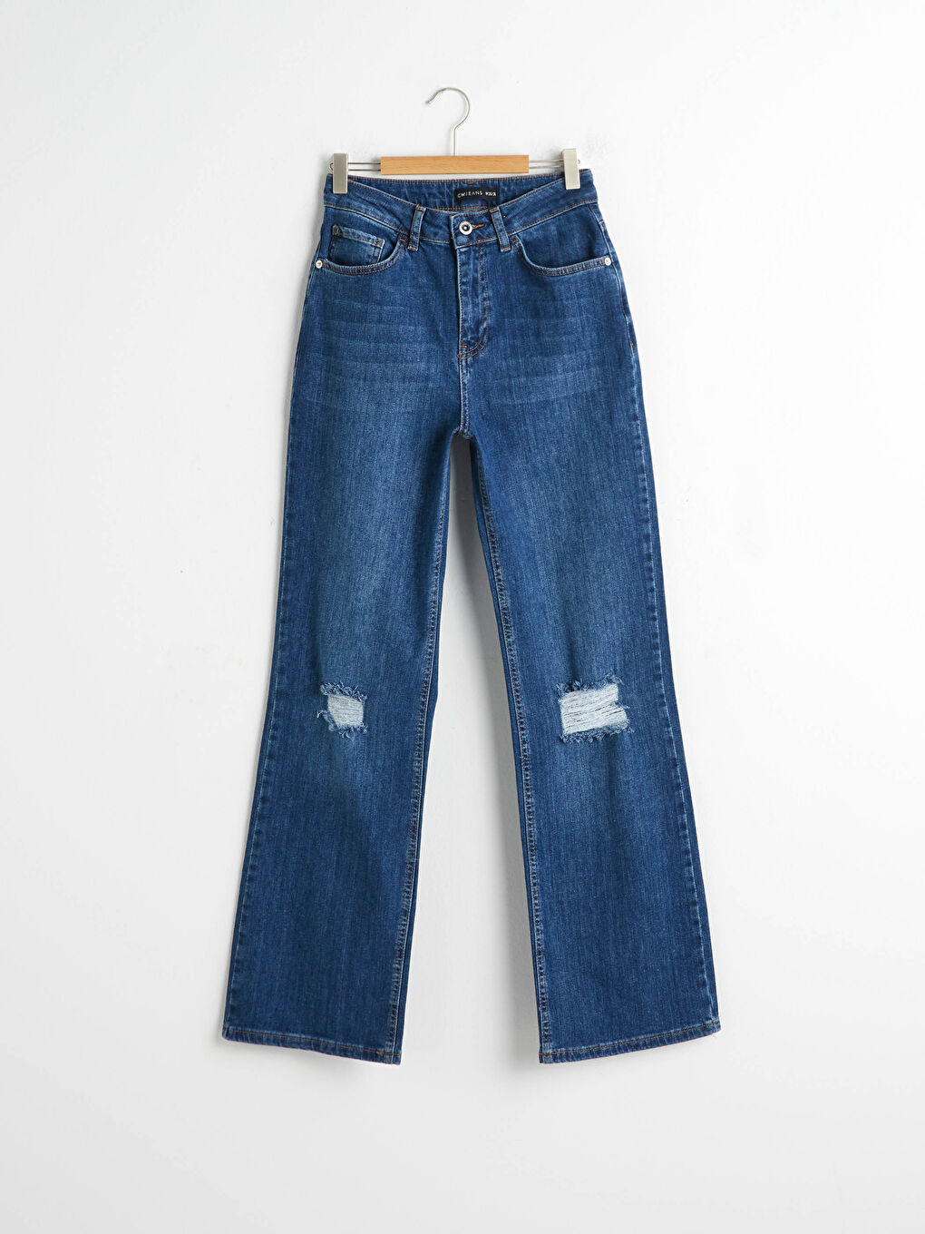 İndigo Yüksek Bel Mars Flare Kadın Jean Pantolon-1