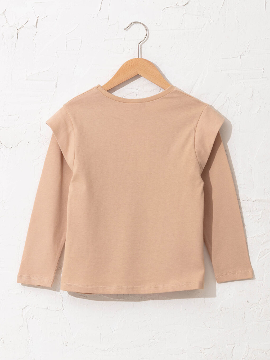 Bej Kız Çocuk Baskılı Pamuklu Tişört-1