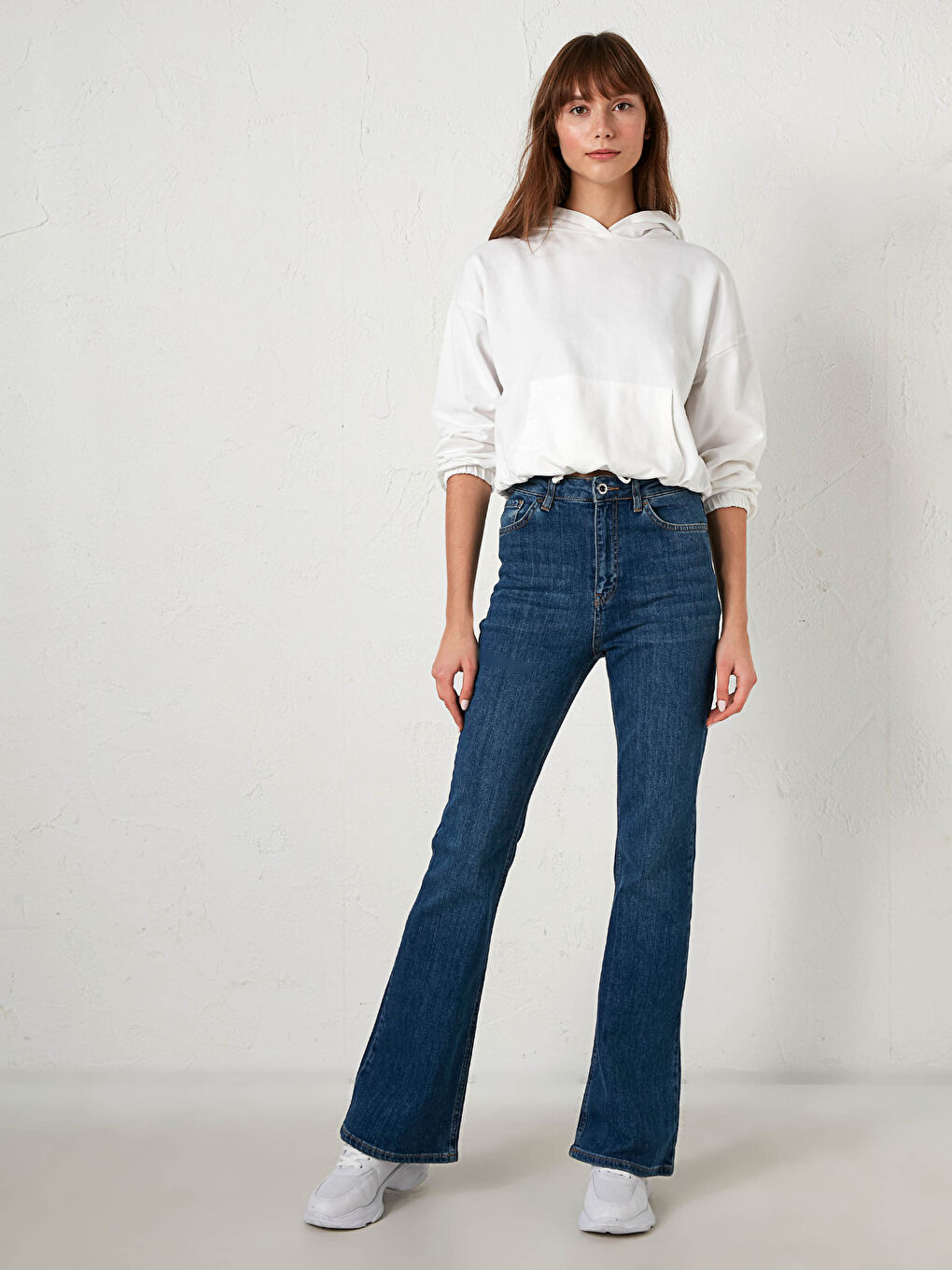 İndigo Yüksek Bel Mars Flare Kadın Jean Pantolon-2