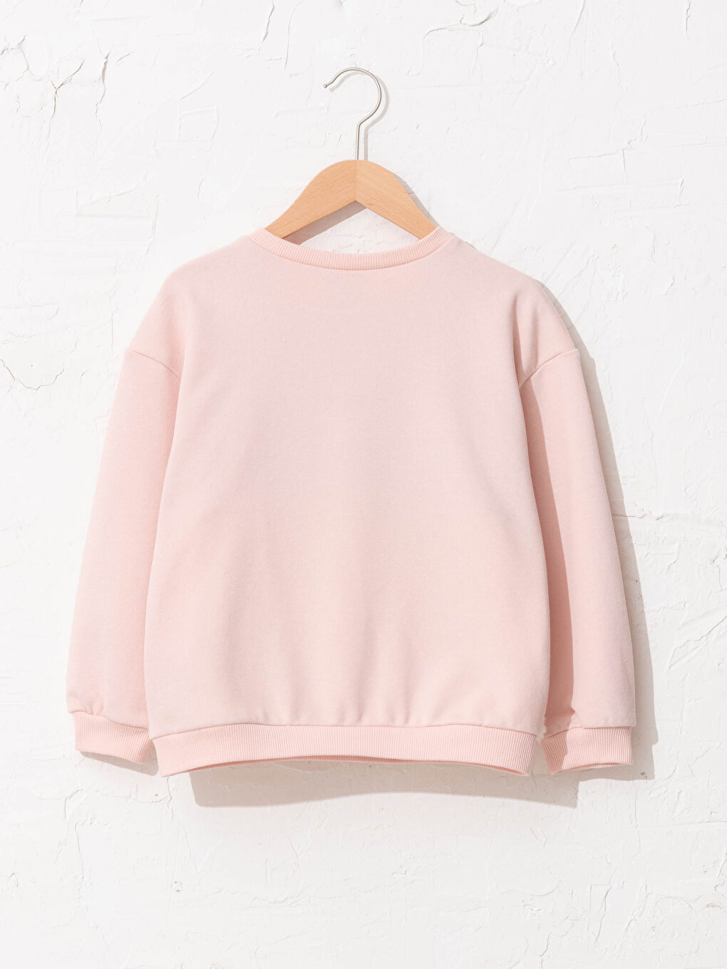Pembe Bisiklet Yaka Aplike Nakışlı Uzun Kollu Kız Çocuk Sweatshirt-1