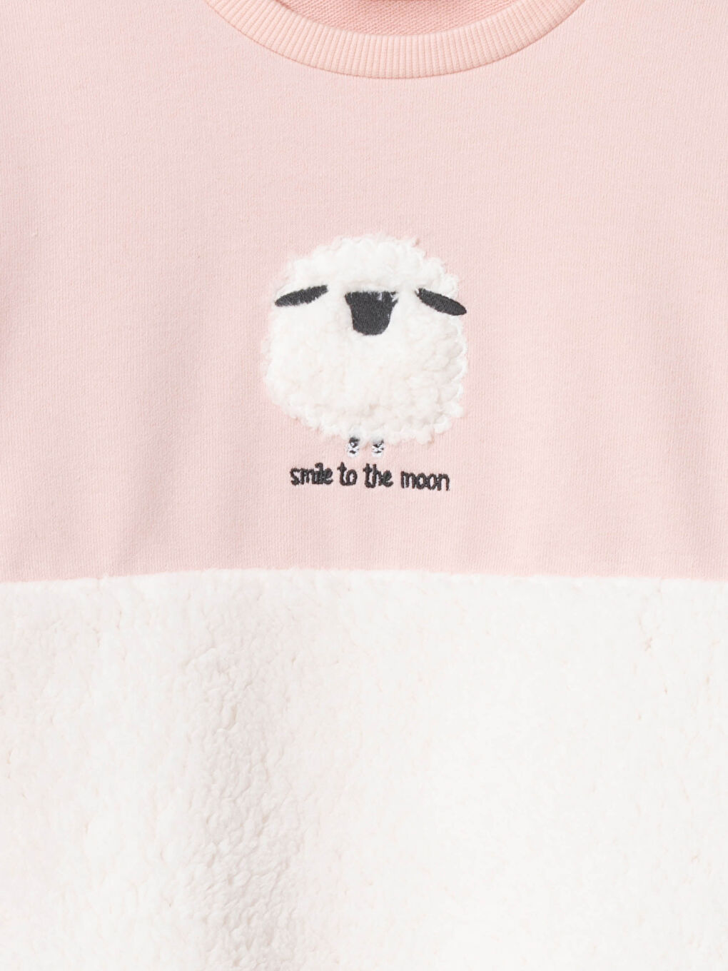 Pembe Bisiklet Yaka Aplike Nakışlı Uzun Kollu Kız Çocuk Sweatshirt-2