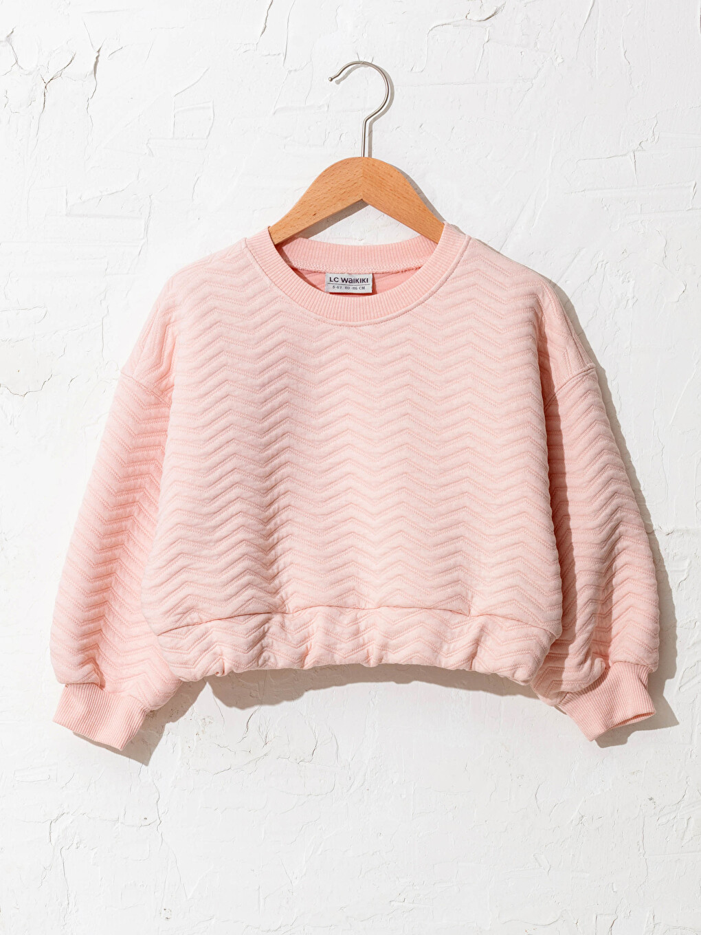 Crew Neck Self-Patterned Girl's Sweatshirt
