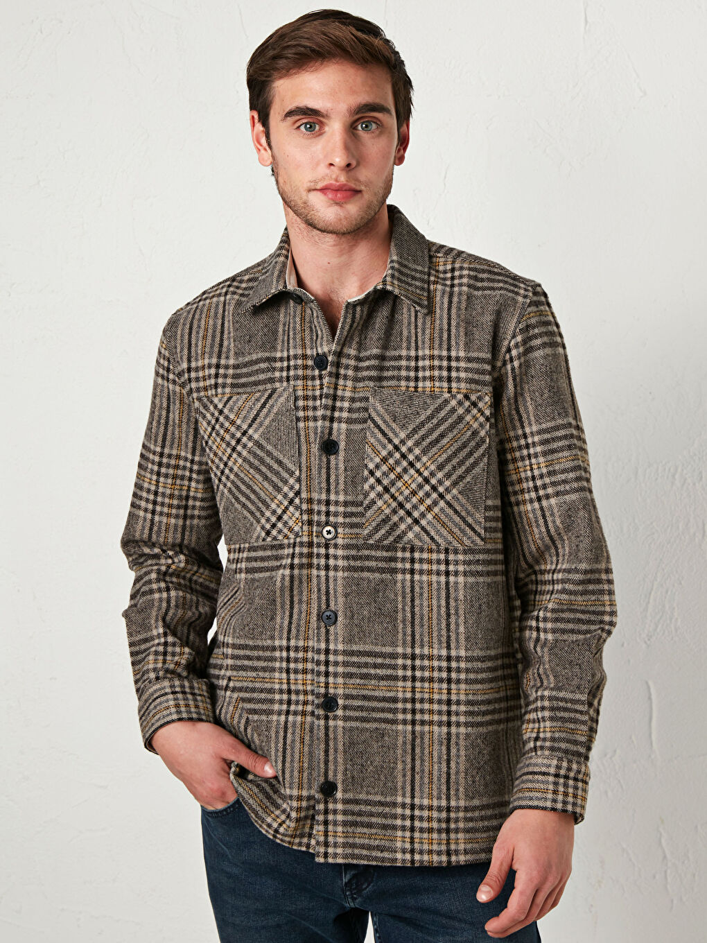 Comfortable Fit Thick Plaid Flannel Shirt Jacket-1