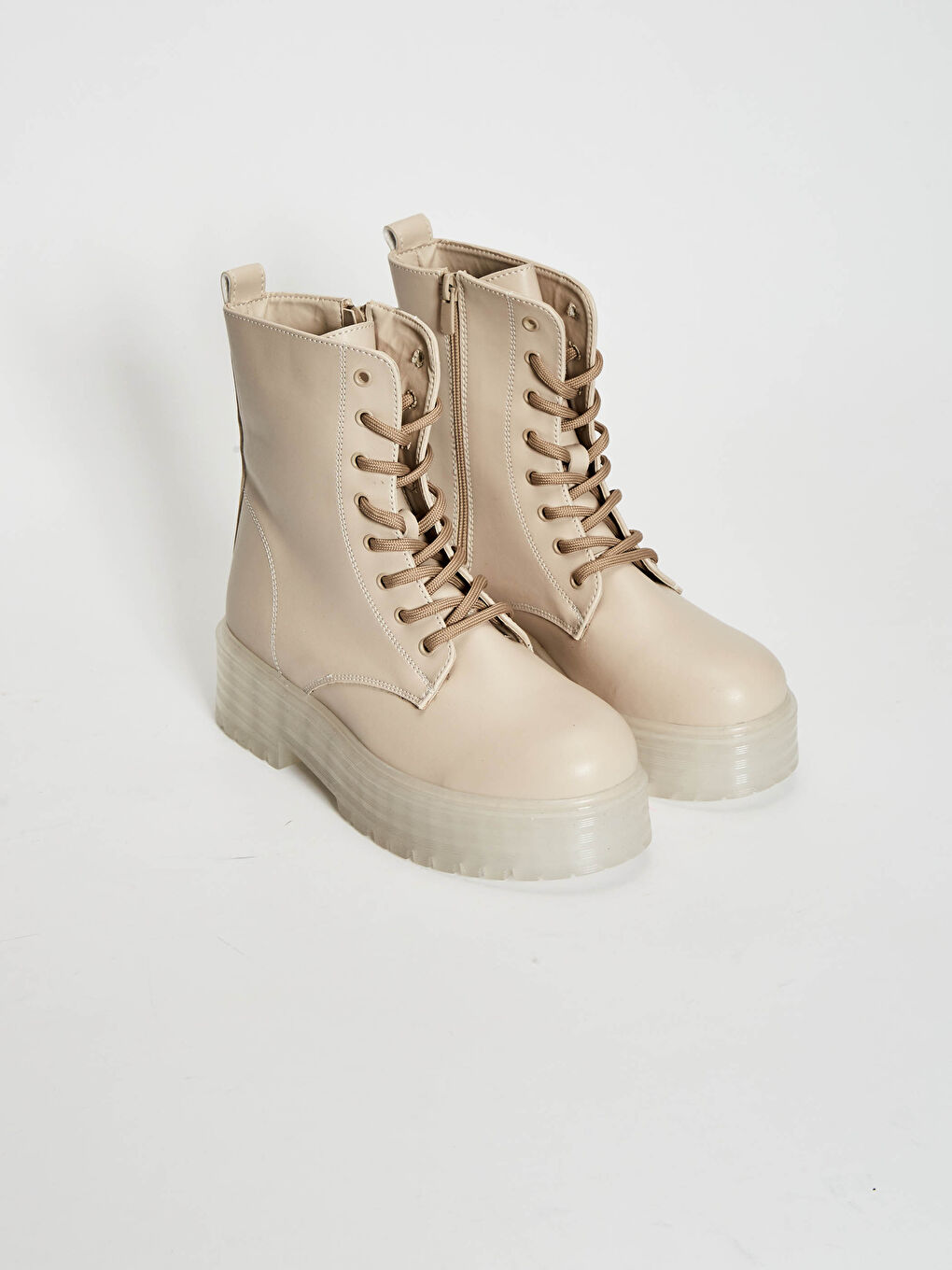 Bottes à Semelle Épaisse à Lacets pour Femmes-8