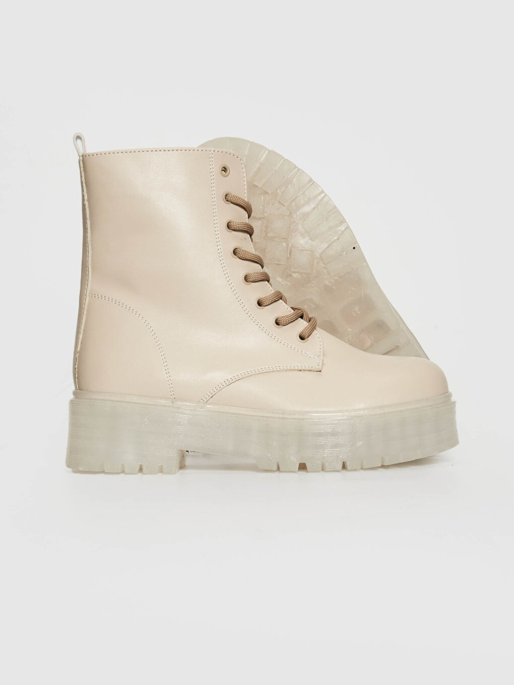 Bottes à Semelle Épaisse à Lacets pour Femmes-11