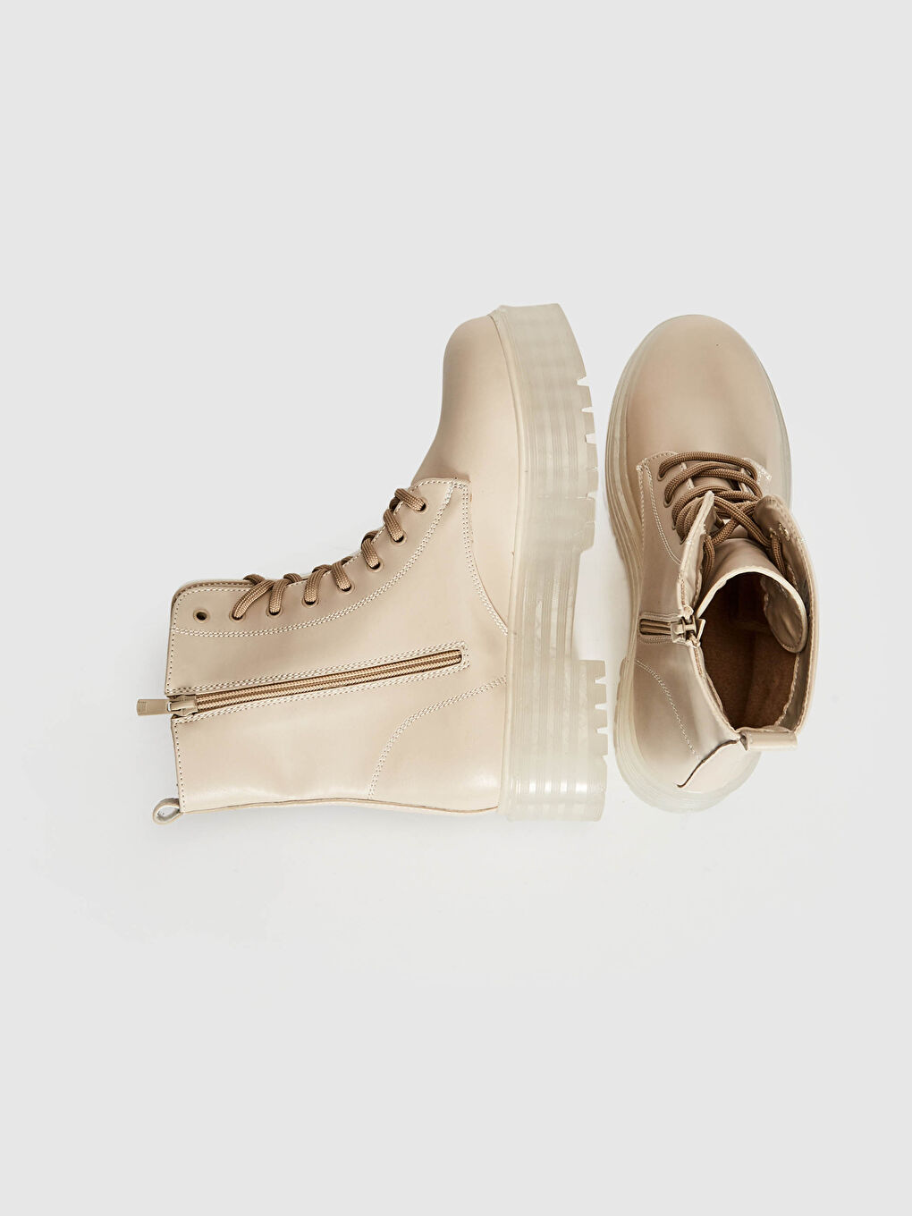 Bottes à Semelle Épaisse à Lacets pour Femmes-4