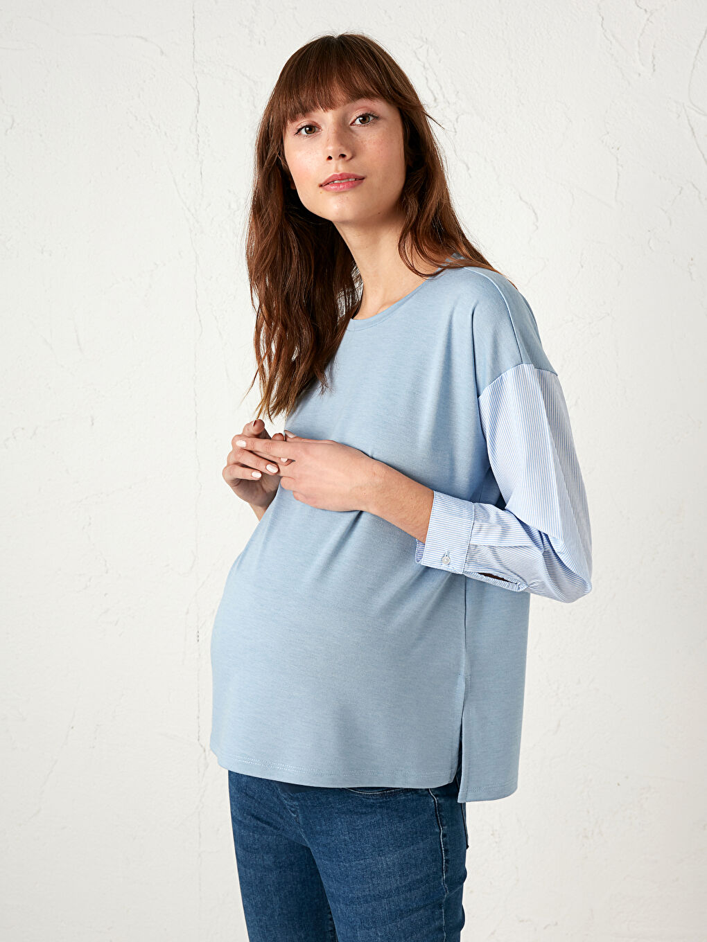 Maternity Long Sleeve Plain Blouse-1