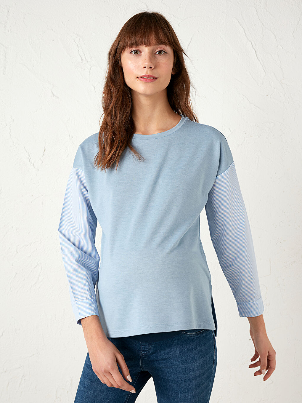 Maternity Long Sleeve Plain Blouse-2